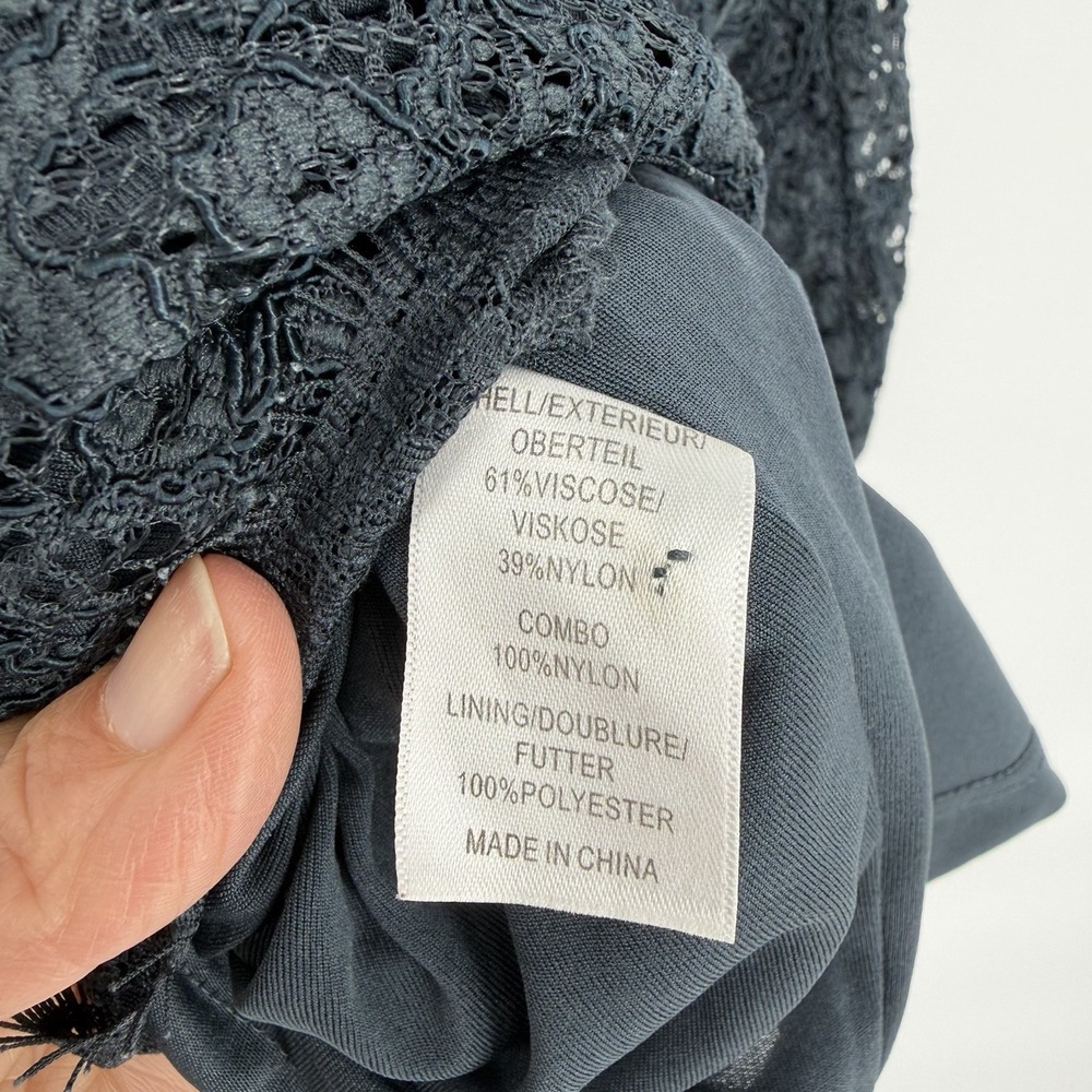 Adrianna Papell Floral Lace Sheath Dress Size 8 Black Cocktail Formal Keyhole - Picture 9 of 10